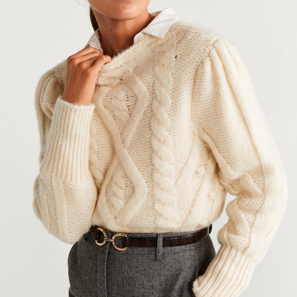 MANGO Knit Braided Sweater | US S